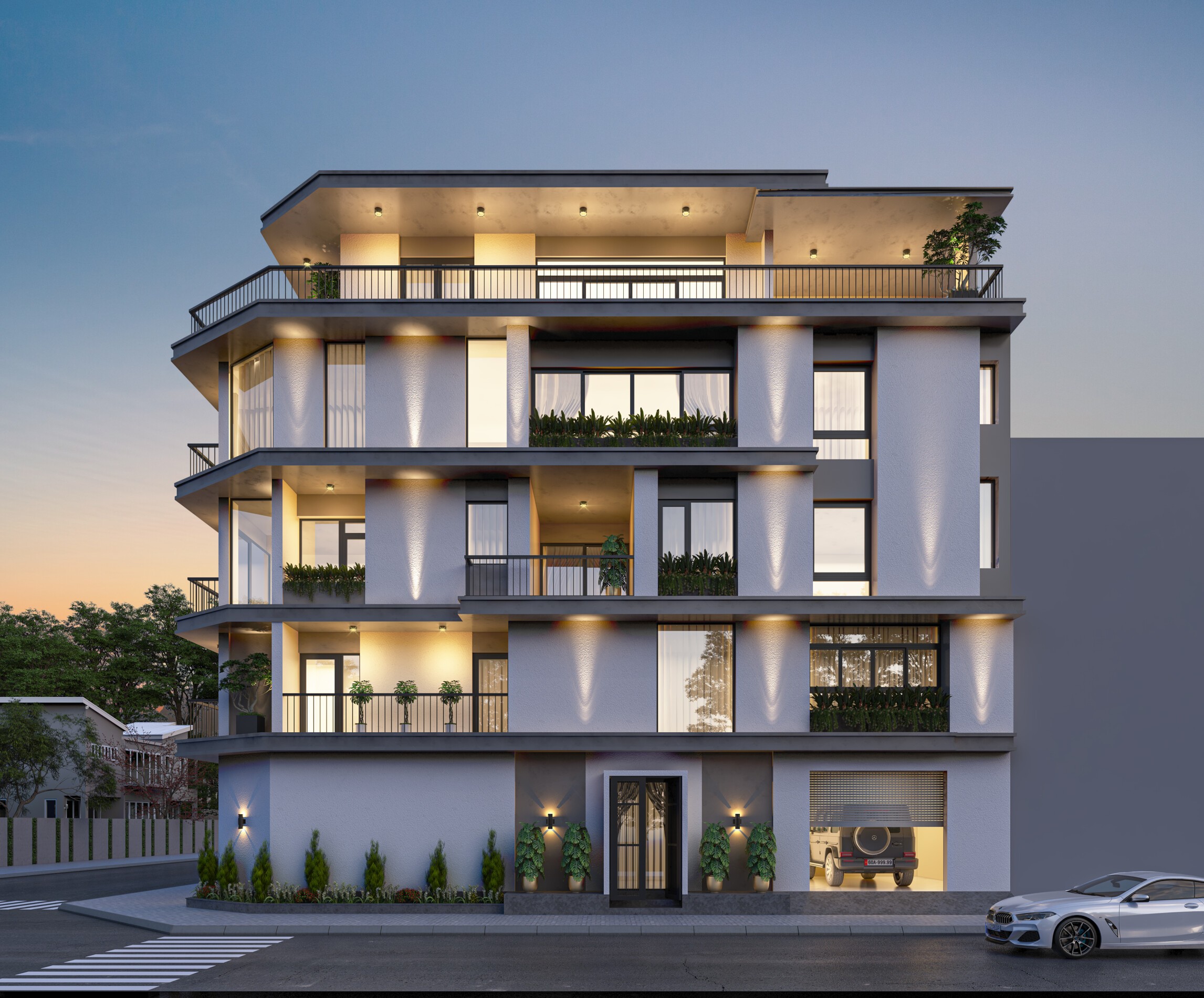 Biệt thự phố 5 tầng, tối ưu diện tích xây dựng 