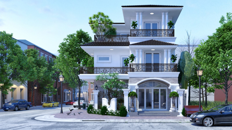 Mẫu biệt thự mini 3 tầng 2 mặt tiền