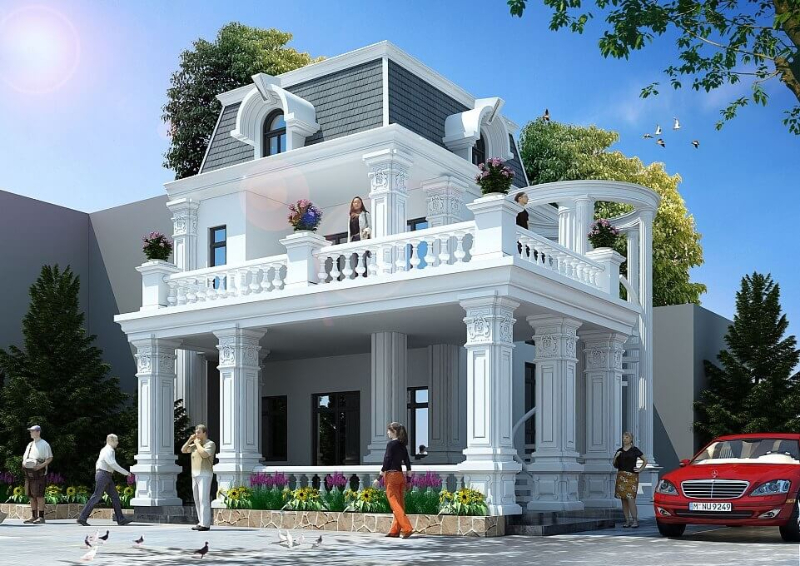 Mẫu biệt thự mini thiết kế theo phong cách tân cổ điển