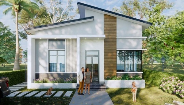 nhà vườn cấp 4 mái lệch